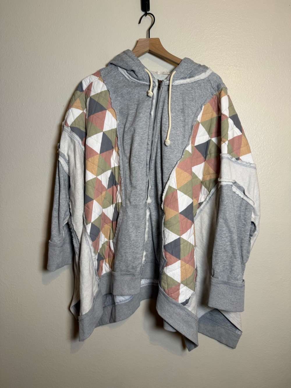 Blue Velvet Quilted Oversized Hoodie‎